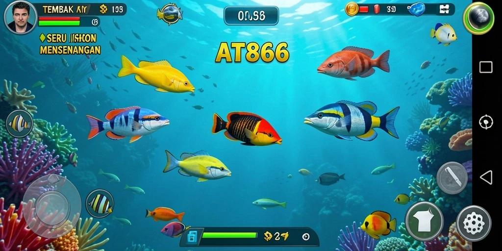 Tampilan aksi seru saat menembak ikan di AT866.