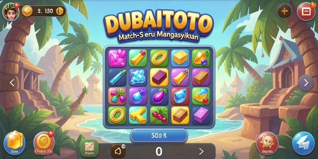 Screenshot gameplay DUBAITOTO, menunjukkan momen seru permainan Match-3.