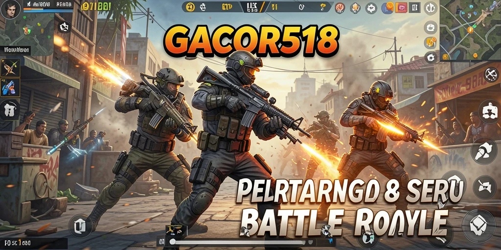 Tampilan menarik dari gameplay Battle Royale GACOR518 yang intens dan mendebarkan.