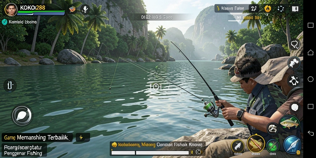 Tampilan gameplay KOKO288 yang menampilkan aktivitas memancing yang seru.
