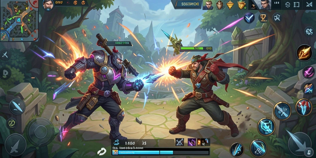 Tangkapan layar gameplay MOBA yang mengasyikkan dan mendebarkan.