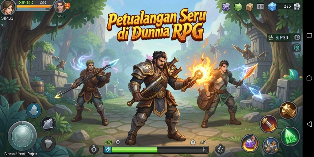 Screenshot SIP33 menampilkan aksi epic dalam pertempuran RPG.
