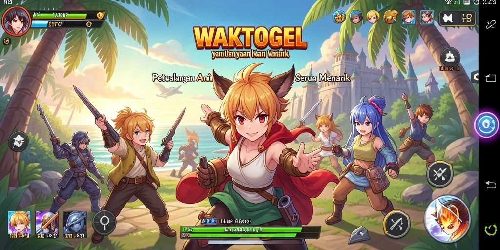 Tampilan gameplay seru dari WAKTOGEL dengan karakter anime yang menarik.